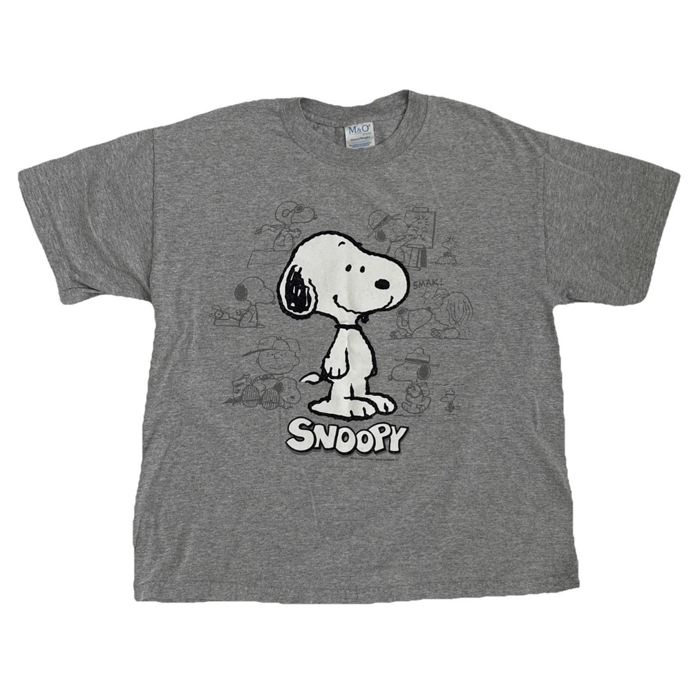 Vintage 90s Snoopy Peanuts All Over Print Graphic T-Shirt Gray Size L